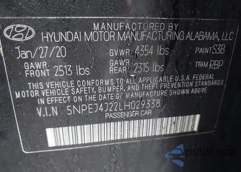 2020 Hyundai Sonata Sel Plus из США, поврежденный, VIN 5NPEJ4J22LH029338